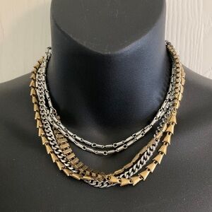 Gold and Silver Layered Choker Necklace